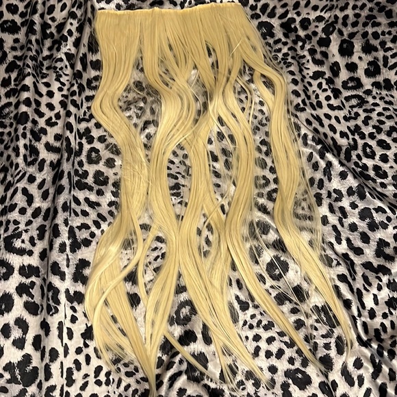1 piece with 5 clips platinum blonde hair extensions - Picture 1 of 6
